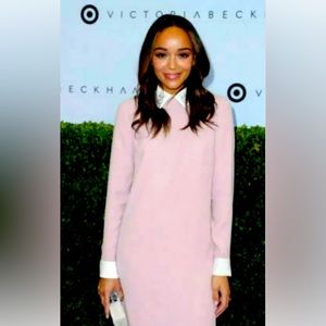 Victoria Beckham Dress Bunny Rabbit Collar Long Sleeve, Large BLUSH PINK EASTER